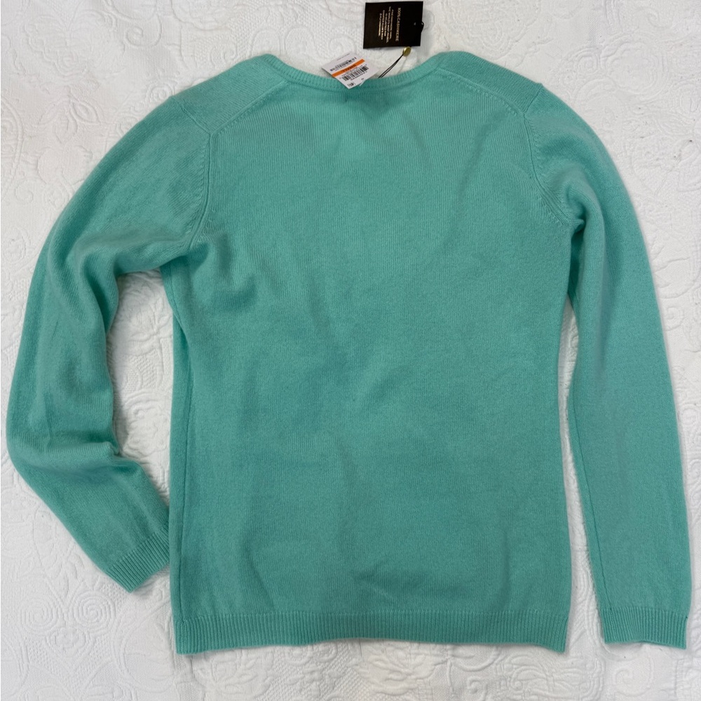 100% Cashmere V-Neck Sweater - light blue - Picture 7 of 8